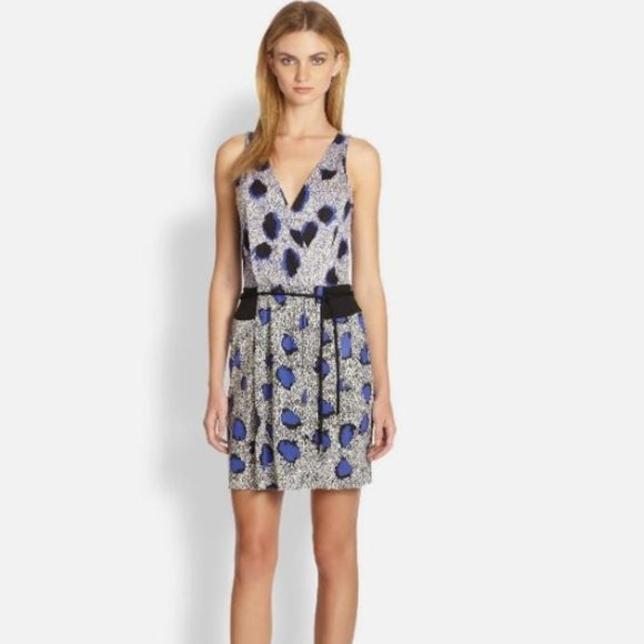 Diane Von Furstenberg Faux Wrap Dress Oblixe Cheetah Island Silk Jersey - Size 4 - Picture 1 of 12